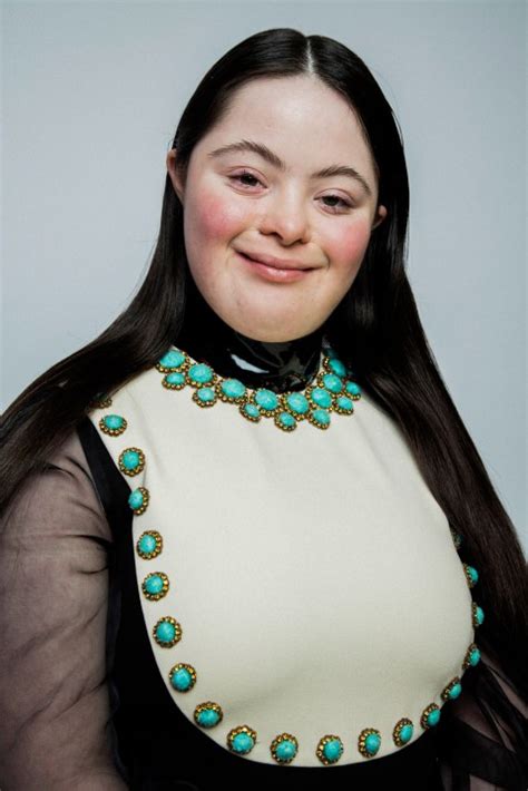 ellie goldstein gucci blue dress|ellie goldstein down syndrome.